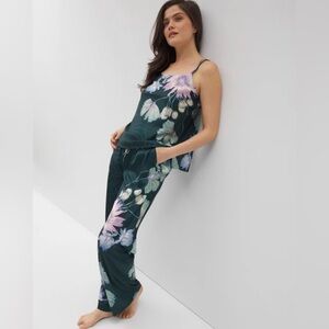Soma Pajama Set - Double Strap Cami & Piped Pant in Haven Botanical Dark Sea